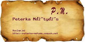Peterka Mátyás névjegykártya